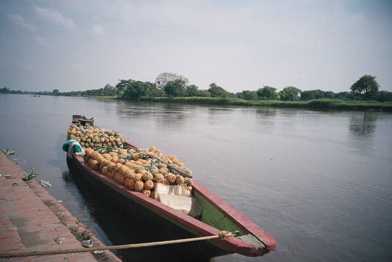 Boat filled with fruit along the Magdalena river. Photo courtesy of International Rivers